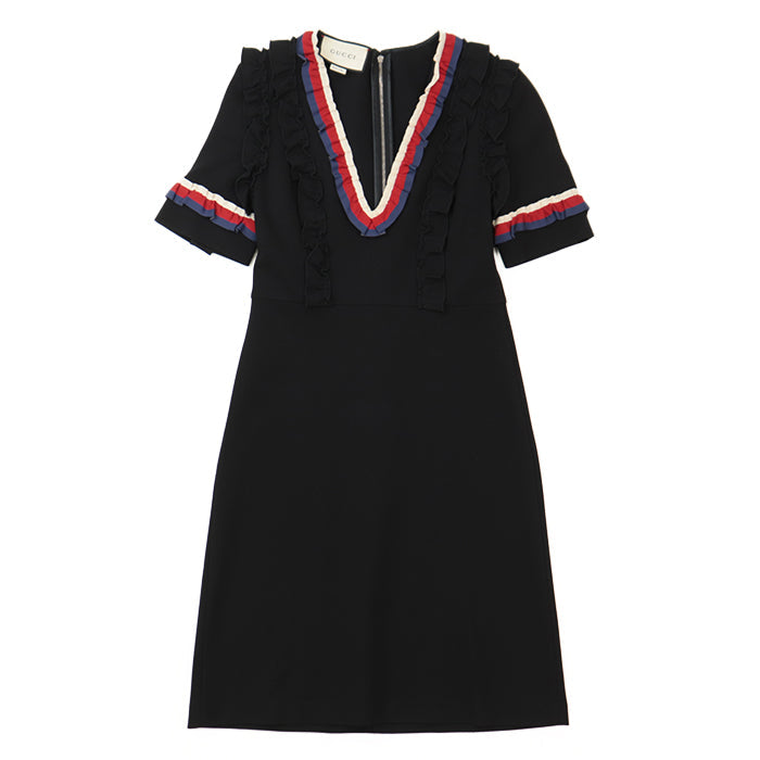 GUCCI one piece [Outer fabric] 75% rayon, 17% nylon [Other fabric] 60% rayon, 40% cotton Black Tricolor Women S Used Authentic