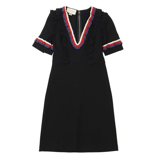 GUCCI one piece [Outer fabric] 75% rayon, 17% nylon [Other fabric] 60% rayon, 40% cotton Black Tricolor Women S Used Authentic