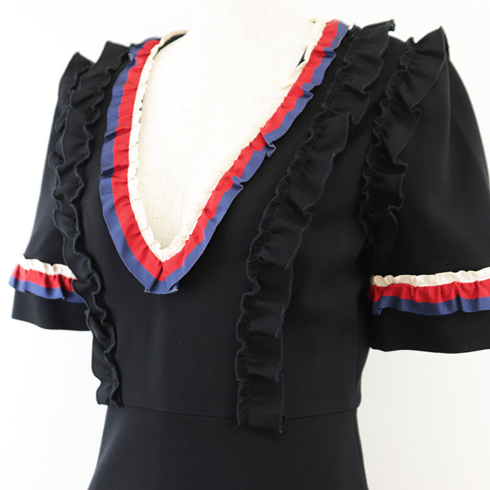 GUCCI one piece [Outer fabric] 75% rayon, 17% nylon [Other fabric] 60% rayon, 40% cotton Black Tricolor Women S Used Authentic