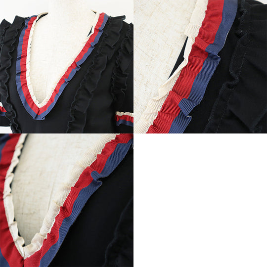 GUCCI one piece [Outer fabric] 75% rayon, 17% nylon [Other fabric] 60% rayon, 40% cotton Black Tricolor Women S Used Authentic