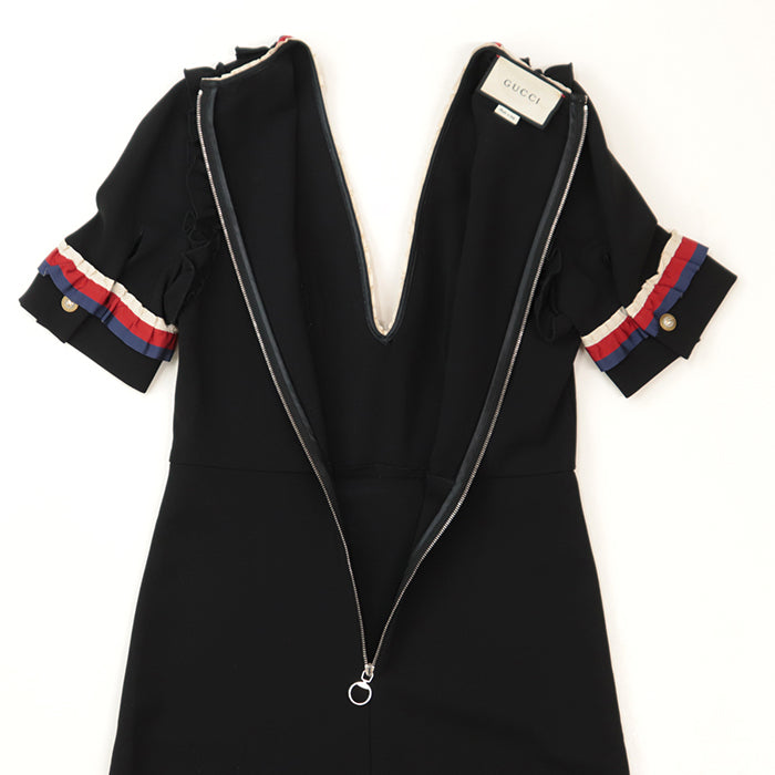 GUCCI one piece [Outer fabric] 75% rayon, 17% nylon [Other fabric] 60% rayon, 40% cotton Black Tricolor Women S Used Authentic