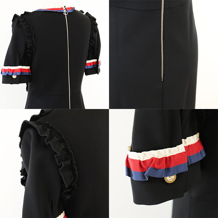GUCCI one piece [Outer fabric] 75% rayon, 17% nylon [Other fabric] 60% rayon, 40% cotton Black Tricolor Women S Used Authentic