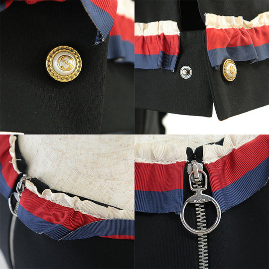 GUCCI one piece [Outer fabric] 75% rayon, 17% nylon [Other fabric] 60% rayon, 40% cotton Black Tricolor Women S Used Authentic