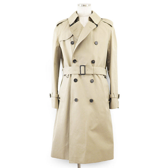 Aquascutum coat [Outer material] 100% cotton [Leather part] 100% cowhide Khaki beige 222 0551 301 mens 40 Used Authentic