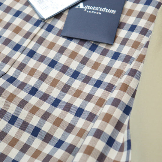 Aquascutum coat [Outer material] 100% cotton [Leather part] 100% cowhide Khaki beige 222 0551 301 mens 40 Used Authentic