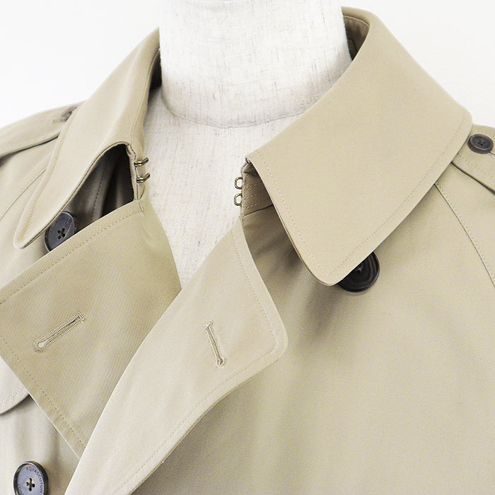 Aquascutum coat [Outer material] 100% cotton [Leather part] 100% cowhide Khaki beige 222 0551 301 mens 40 Used Authentic