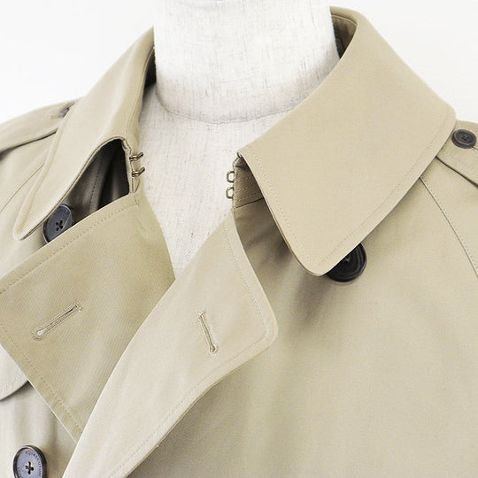 Aquascutum coat [Outer material] 100% cotton [Leather part] 100% cowhide Khaki beige 222 0551 301 mens 40 Used Authentic