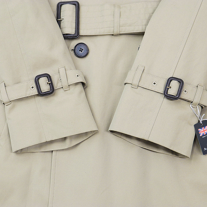Aquascutum coat [Outer material] 100% cotton [Leather part] 100% cowhide Khaki beige 222 0551 301 mens 40 Used Authentic