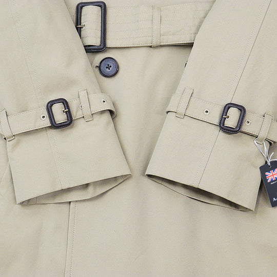 Aquascutum coat [Outer material] 100% cotton [Leather part] 100% cowhide Khaki beige 222 0551 301 mens 40 Used Authentic