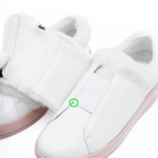 PRADA sneakers Fur, Leather white 1E778H Women 38 Used Authentic