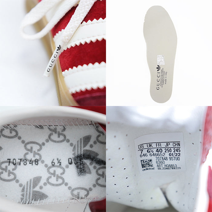 GUCCI sneakers 707848 Velour, Leather Red Gucci x Adidas collaboration Gazelle 6 1/2