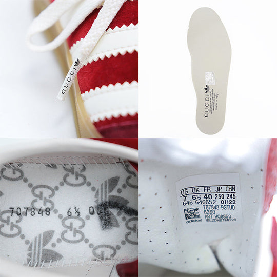 GUCCI sneakers 707848 Velour, Leather Red Gucci x Adidas collaboration Gazelle 6 1/2
