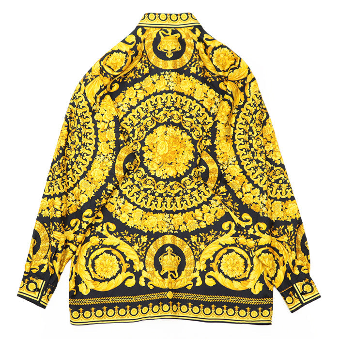 Gianni Versace Long sleeve shirt [Outer material] 100% silk Black yellow mens Used Authentic