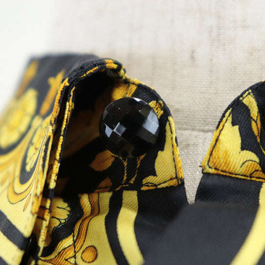 Gianni Versace Long sleeve shirt [Outer material] 100% silk Black yellow mens Used Authentic