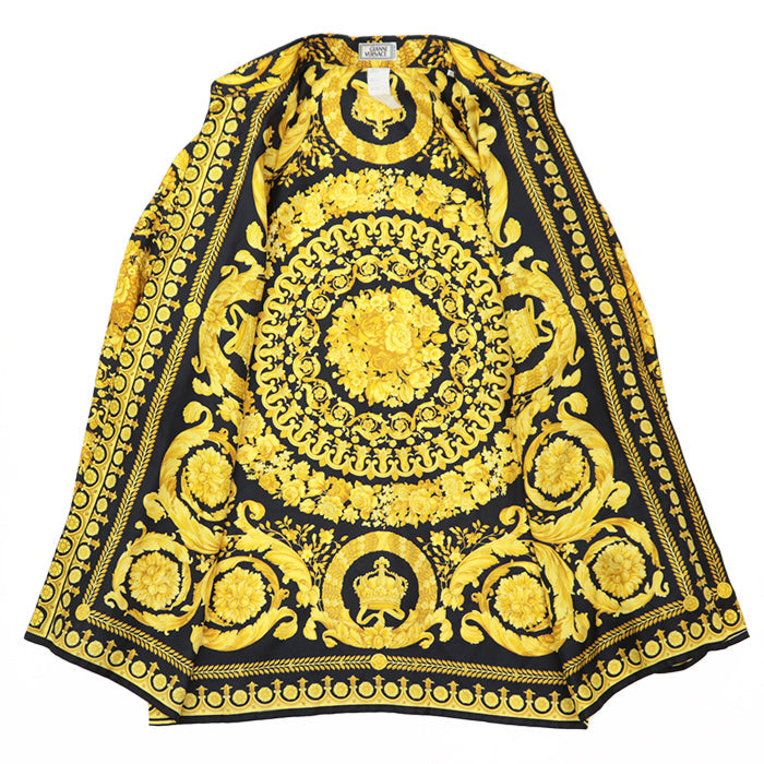 Gianni Versace Long sleeve shirt [Outer material] 100% silk Black yellow mens Used Authentic