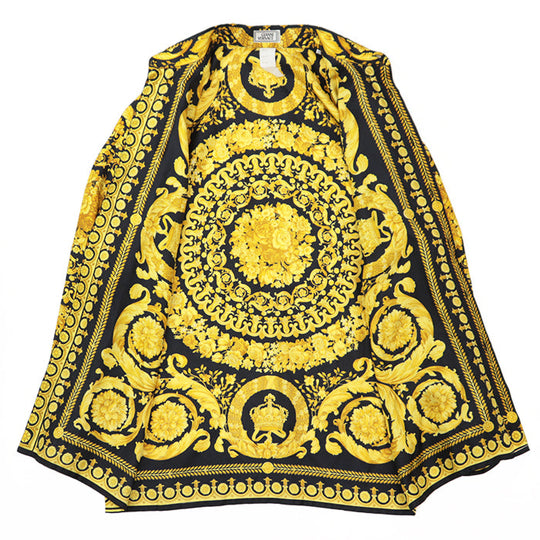 Gianni Versace Long sleeve shirt [Outer material] 100% silk Black yellow mens Used Authentic