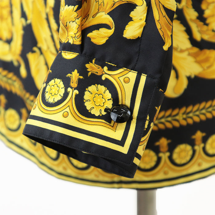 Gianni Versace Long sleeve shirt [Outer material] 100% silk Black yellow mens Used Authentic