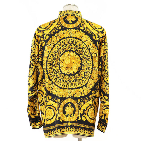 Gianni Versace Long sleeve shirt [Outer material] 100% silk Black yellow mens Used Authentic