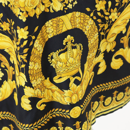 Gianni Versace Long sleeve shirt [Outer material] 100% silk Black yellow mens Used Authentic