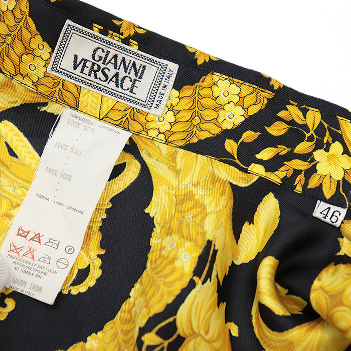 Gianni Versace Long sleeve shirt [Outer material] 100% silk Black yellow mens Used Authentic