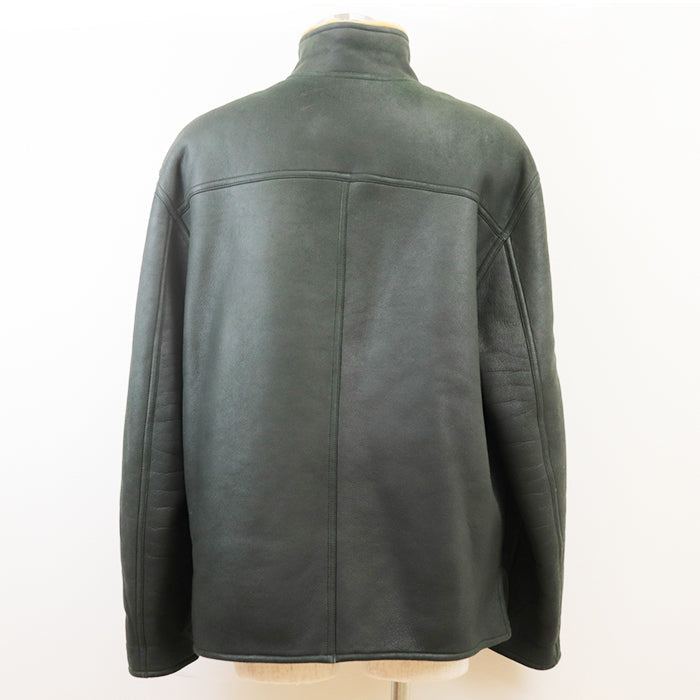 HERMES Blouson Lambskin %, Wool % Moss green, orange mens 54 Used Authentic
