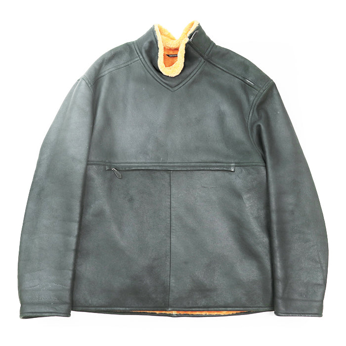 HERMES Blouson Lambskin %, Wool % Moss green, orange mens 54 Used Authentic