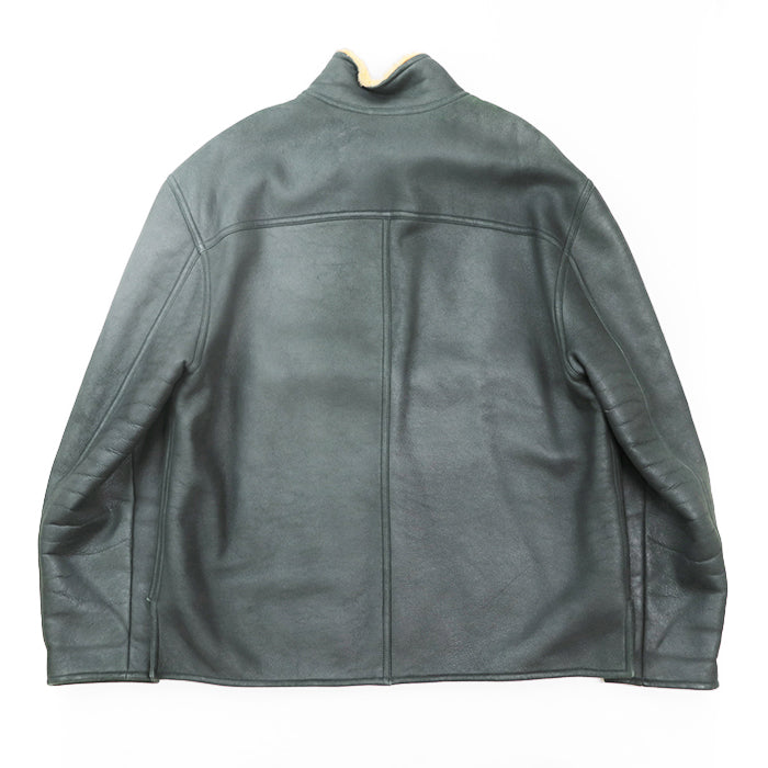 HERMES Blouson Lambskin %, Wool % Moss green, orange mens 54 Used Authentic