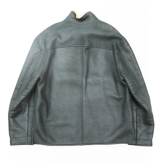 HERMES Blouson Lambskin %, Wool % Moss green, orange mens 54 Used Authentic
