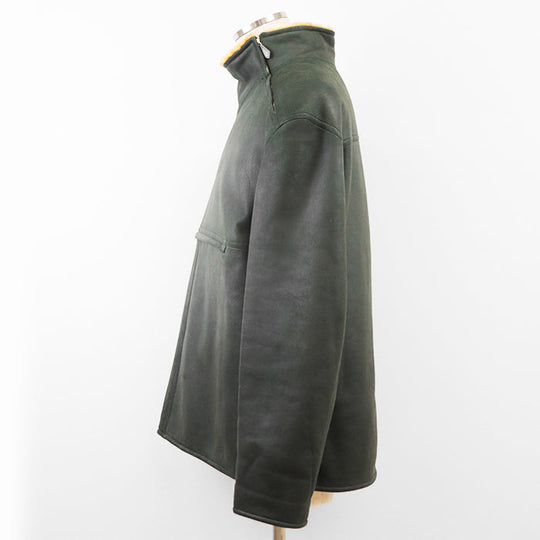 HERMES Blouson Lambskin %, Wool % Moss green, orange mens 54 Used Authentic