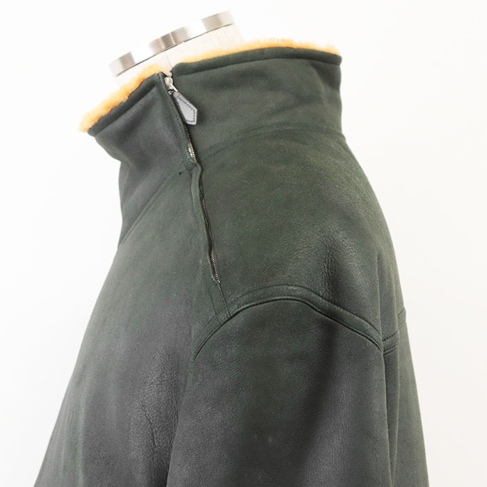 HERMES Blouson Lambskin %, Wool % Moss green, orange mens 54 Used Authentic