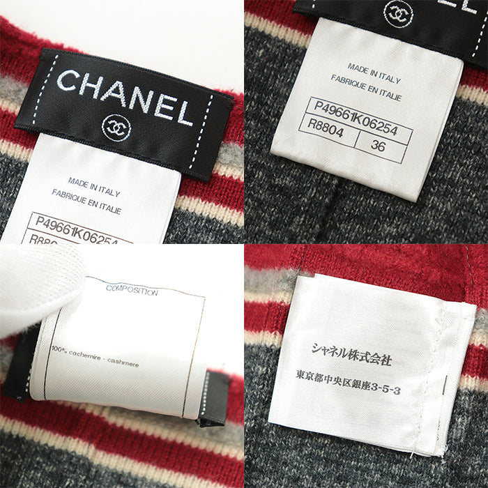 CHANEL Other outerwear [Outer material] 100% cashmere Red gray Women 36 Used Authentic