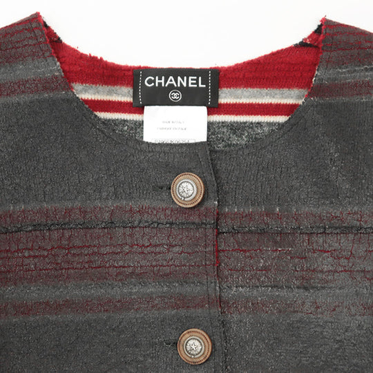 CHANEL Other outerwear [Outer material] 100% cashmere Red gray Women 36 Used Authentic