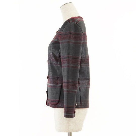 CHANEL Other outerwear [Outer material] 100% cashmere Red gray Women 36 Used Authentic
