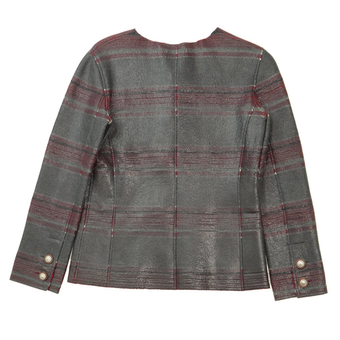 CHANEL Other outerwear [Outer material] 100% cashmere Red gray Women 36 Used Authentic