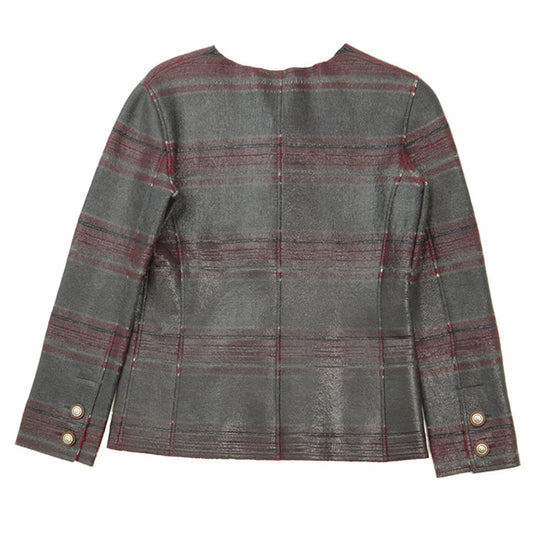 CHANEL Other outerwear [Outer material] 100% cashmere Red gray Women 36 Used Authentic