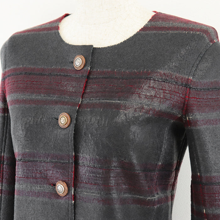 CHANEL Other outerwear [Outer material] 100% cashmere Red gray Women 36 Used Authentic