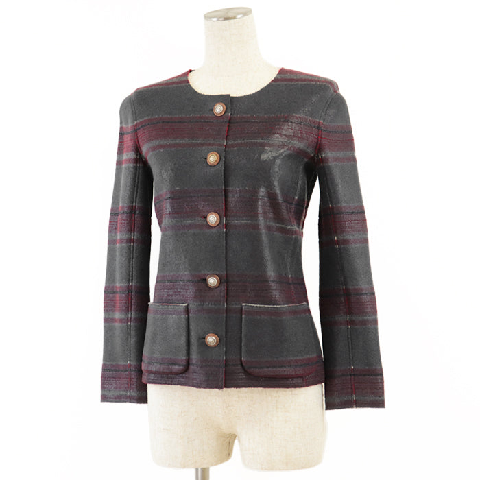 CHANEL Other outerwear [Outer material] 100% cashmere Red gray Women 36 Used Authentic