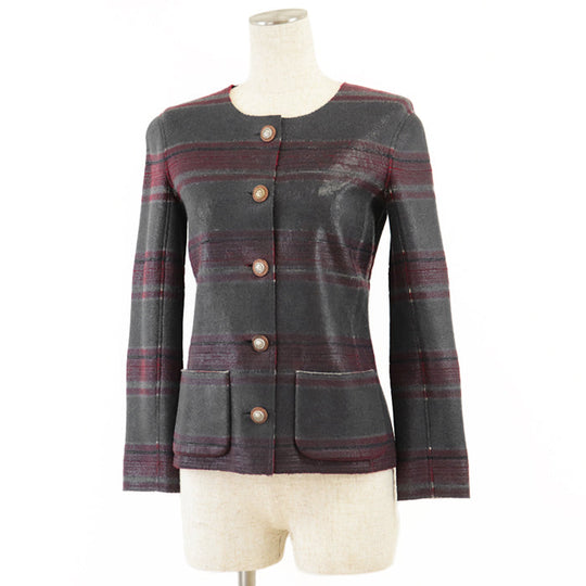 CHANEL Other outerwear [Outer material] 100% cashmere Red gray Women 36 Used Authentic