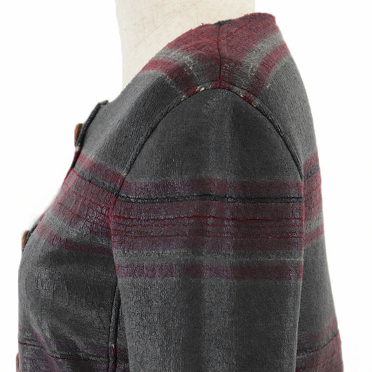 CHANEL Other outerwear [Outer material] 100% cashmere Red gray Women 36 Used Authentic