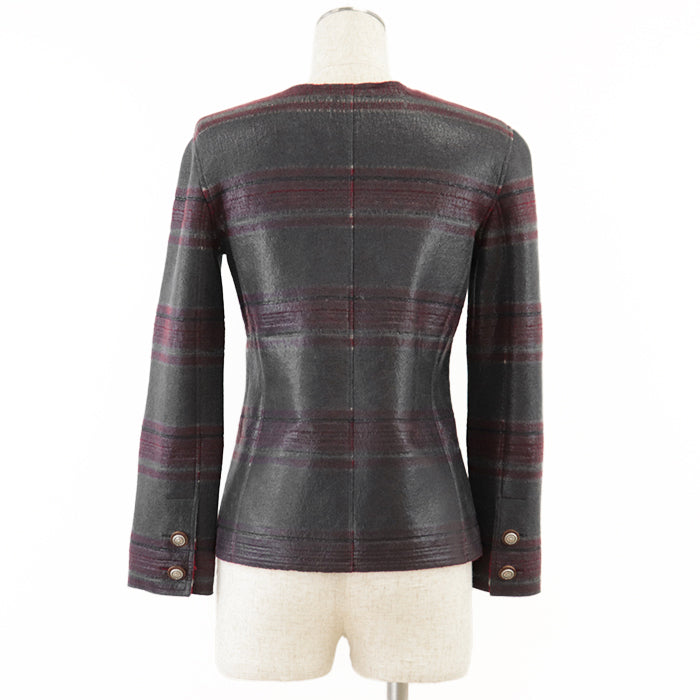CHANEL Other outerwear [Outer material] 100% cashmere Red gray Women 36 Used Authentic