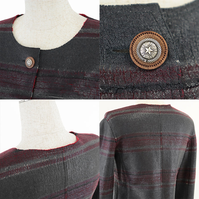 CHANEL Other outerwear [Outer material] 100% cashmere Red gray Women 36 Used Authentic