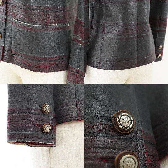 CHANEL Other outerwear [Outer material] 100% cashmere Red gray Women 36 Used Authentic