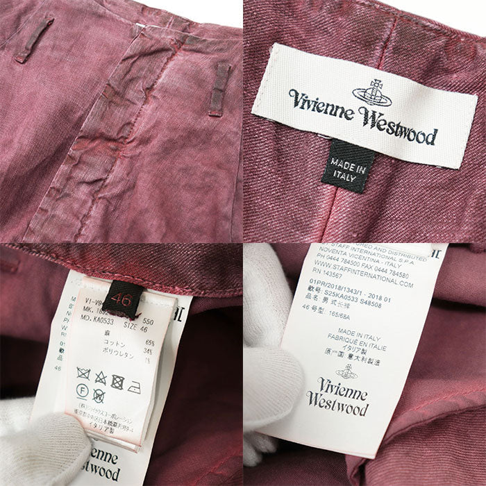 Vivienne Westwood Pants 65% linen, 34% cotton Rose mens 46 Used Authentic