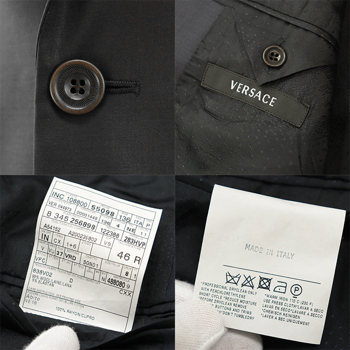 VERSACE suit [Outer material] 95% wool, 5% elastane [Lining] 100% rayon Navy mens 46R Used Authentic