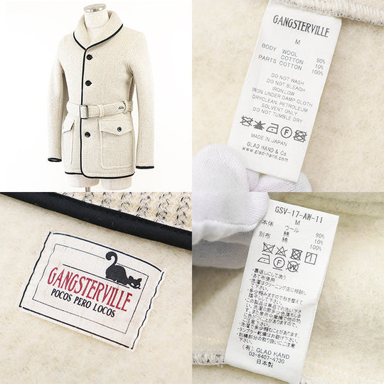 GANGSTERVILLE Other outerwear 90% wool, 10% cotton Ivory, Black GSV-17-AW-11 mens M Used Authentic