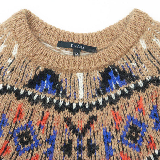 GUCCI knit [Outer material] 35% mohair, 35% wool Brown, Multicolor 387715-Z4940 mens M Used Authentic