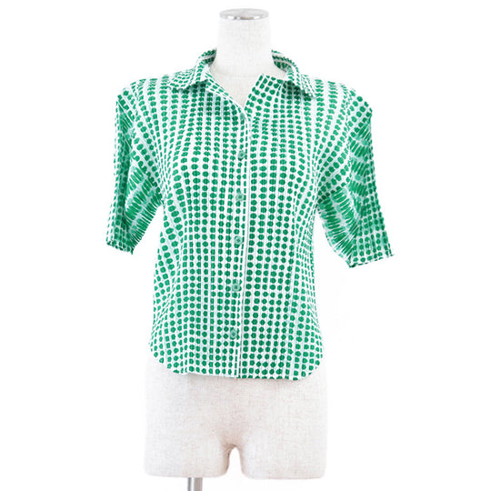 PLEATS PLEASE Short sleeve shirt polyester green PP12-JJ512 3