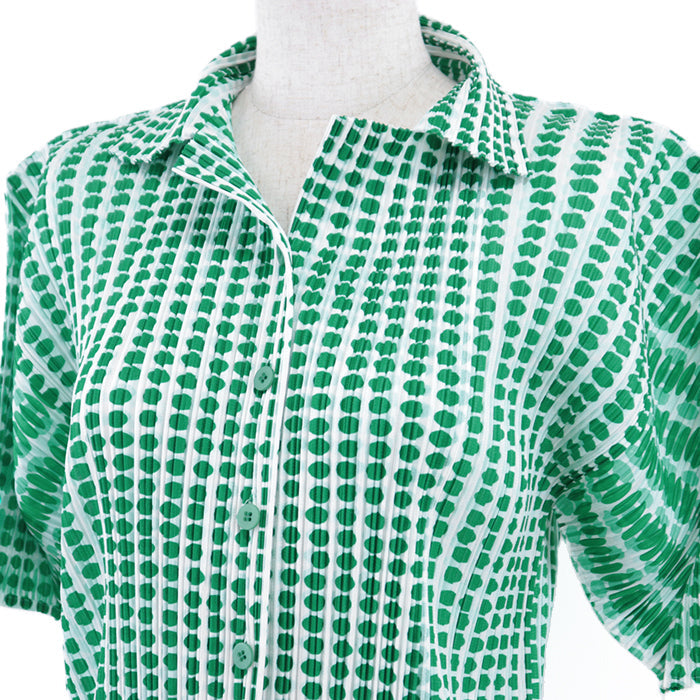 PLEATS PLEASE Short sleeve shirt polyester green PP12-JJ512 3