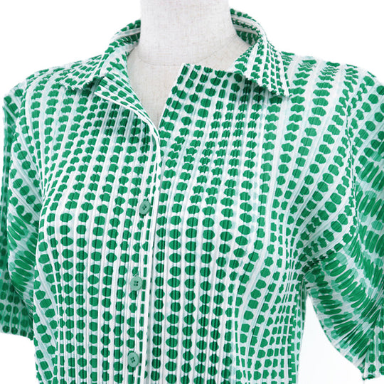 PLEATS PLEASE Short sleeve shirt polyester green PP12-JJ512 3