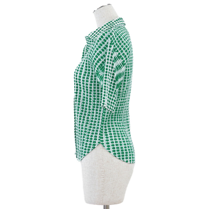 PLEATS PLEASE Short sleeve shirt polyester green PP12-JJ512 3